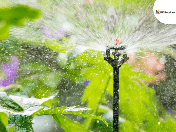 Système d'arrosage automatique dans un jardin verdoyant à Toulouse