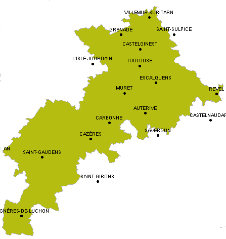 Carte de la zone d'intervention de Jardinier Paysagiste Pro en Haute-Garonne (31), couvrant Toulouse et ses environs.